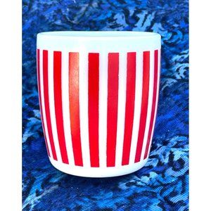 Red and White Milk Glass Vintage Coffee Cup Rounded Handle Retro Design Mug
